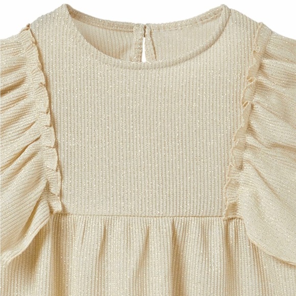 NWT Zara toddler kids / girls sparkly gold ruffle blouse peplum style - Picture 4 of 5